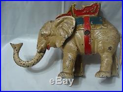 Antique Mechanical Elephant Cast Iron Bank
