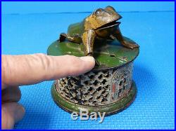Antique Mechanical Frog Bank Cast Iron By J&e Pat. Aug. 20 1872