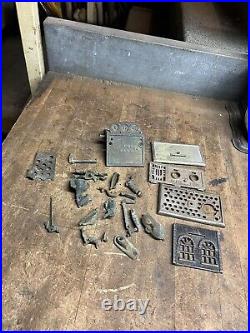 Antique Old Cast Iron Mechanical Novelty Coin Pay Phone Bank Radio Toy Parts Lot