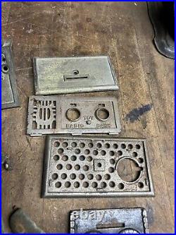Antique Old Cast Iron Mechanical Novelty Coin Pay Phone Bank Radio Toy Parts Lot