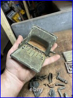 Antique Old Cast Iron Mechanical Novelty Coin Pay Phone Bank Radio Toy Parts Lot