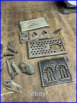 Antique Old Cast Iron Mechanical Novelty Coin Pay Phone Bank Radio Toy Parts Lot