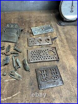 Antique Old Cast Iron Mechanical Novelty Coin Pay Phone Bank Radio Toy Parts Lot