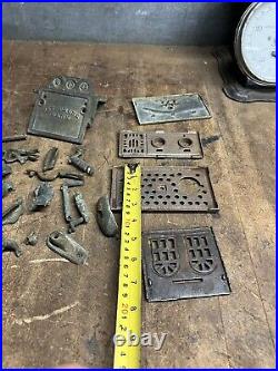 Antique Old Cast Iron Mechanical Novelty Coin Pay Phone Bank Radio Toy Parts Lot