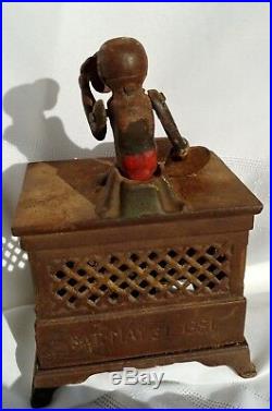 Antique Organ Grinder Cast Iron Mechanical Bank 1881 Kyser & Red Incomplete