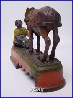 Antique Original 1879 J. & E. Stevens Despise a Mule Cast Iron Mechanical Bank