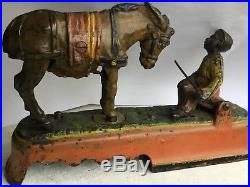 Antique Original Cast Iron Mechanical Bank I Always Did Spise A Mule. Working