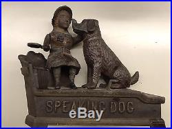 Antique Original Cast Iron Speaking Dog Bank 1885 J & E Stevens