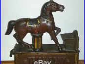 Antique Original Cast Iron Trick Pony Mechanical Bank 1885 Shepherd Hardware