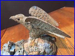 Antique Original J & E Stevens Cast Iron Mechanical Bank Eagle & Eaglets c. 1883