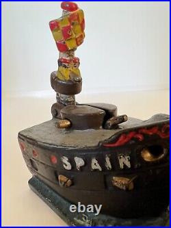 Antique Original J&E Stevens U. S. & Spain Cast Iron Mechanical Bank (UV TESTED)