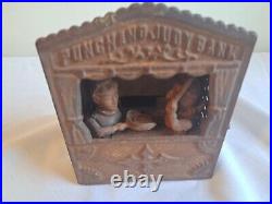 Antique Original Punch and Judy Cast Iron Coin Bank