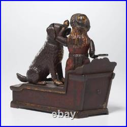 Antique Original Speaking Dog Cast Iron Money Coin Piggy Mechanical Bank 7h