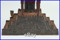 Antique Original c. 1906 J&E Stevens Magician Mechanical Cast Iron Bank Working