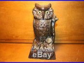 Antique Owl Turns Head Cast Iron Mechanical Bank J & E Stevens Original c. 1880