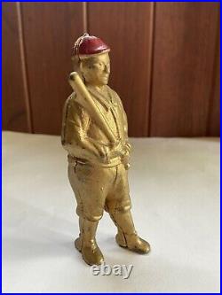 Antique Painted Cast Iron AC Williams Baseball Player Bank