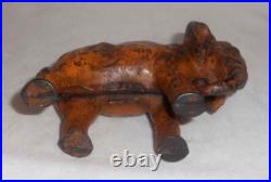 Antique Painted Cast Iron Still Penny Bank Elephant with Tucked Trunk by Arcade US Antique Painted Cast Iron Still Penny Bank Elephant with Tucked Trunk by Arcade US