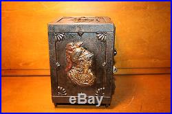 Antique Painted Cast Iron Watch Dog Safe Mechanical Bank J & E Stevens 1890s