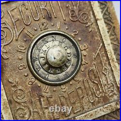 Antique Pat. 1887 Cast Iron Security Safe Deposit Combination Lock Coin Bank 6T