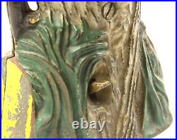 Antique Pat. D 1880 Cast Iron Mechanical Owl On Stump Bank Works Orig. Paint 7.5