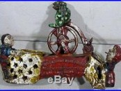 Antique Professor Pug Frog Mechanical Cast Iron Coin Bank. Great Bicycle Feat
