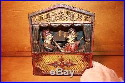 Antique Punch & Judy Puppets Cast Iron Mechanical Bank Shepard Hardware c. 1884
