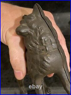 Antique RARE Cast Iron Husky Dog Still Bank Gray Iron Casting Co. 1910