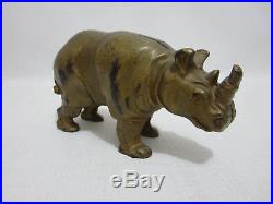 Antique RHINOCEROS Arcade Still Bank Cast Iron Original Finish