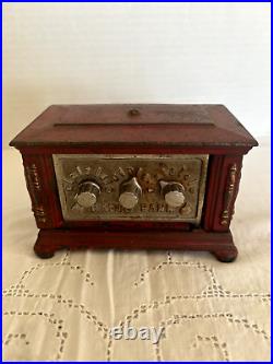 Antique Radio Bank Vintage Red Kenton Toys, Kenton, Ohio