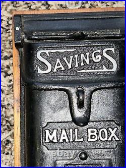 Antique Rare Nigols U. S. MAIL Mailbox Cast Iron Toy Coin Bank