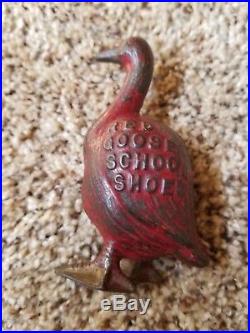 Antique Red Goose School Shoes Cast Iron Bank