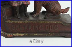 Antique SPEAKING DOG Cast Iron Mechanical Toy Bank 1885 Shepard Hardware Co