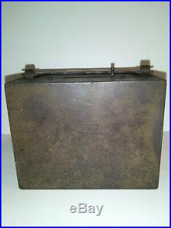Antique S. D. Child's Co. Cast Iron Strong Box Bank Lockbox No Key Pat. Apl. For