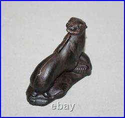 Antique Sea Lion or Seal Figural Cast Iron Still Toy Penny Bank