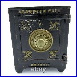 Antique Security Safe Deposit Cast Iron Bank, Dated Mar 1, 1887