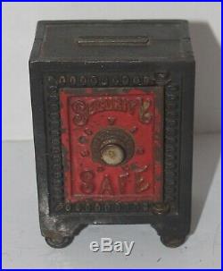 Antique Security Safe Deposit Safe Antique Cast Iron Still Bank Toy Vault