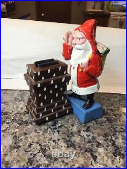 Antique Shepard Hardware Santa Chimney Cast Iron Mechanical Bank PAT APPLIED FOR