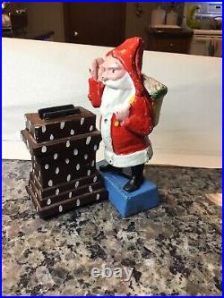 Antique Shepard Hardware Santa Chimney Cast Iron Mechanical Bank PAT APPLIED FOR