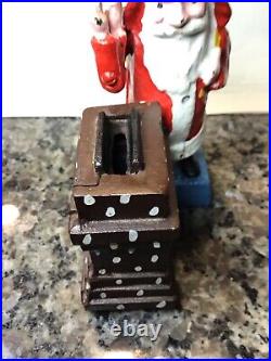Antique Shepard Hardware Santa Chimney Cast Iron Mechanical Bank PAT APPLIED FOR
