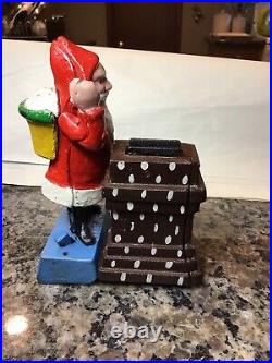 Antique Shepard Hardware Santa Chimney Cast Iron Mechanical Bank PAT APPLIED FOR