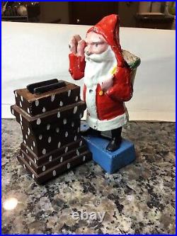 Antique Shepard Hardware Santa Chimney Cast Iron Mechanical Bank PAT APPLIED FOR