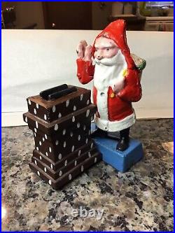 Antique Shepard Hardware Santa Chimney Cast Iron Mechanical Bank PAT APPLIED FOR