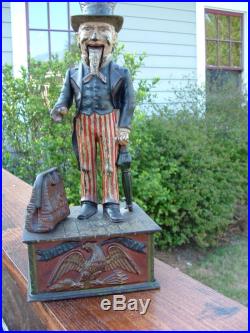 Antique Shepard Hardware Uncle Sam Cast Iron Mechanical Bank