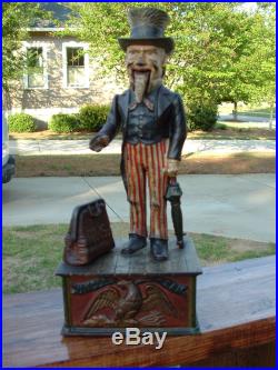 Antique Shepard Hardware Uncle Sam Cast Iron Mechanical Bank