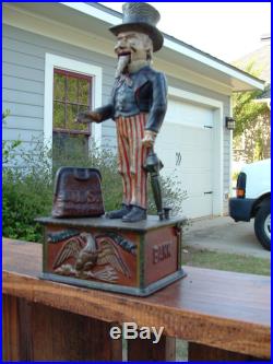 Antique Shepard Hardware Uncle Sam Cast Iron Mechanical Bank