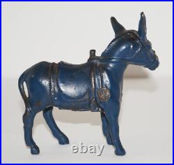 Antique Small Saddle Donkey Cast Iron Still Penny Bank Mule Folk Art Americana