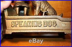Antique Speaking Dog Cast Iron Mechanical Bank J & E Stevens Original c. 1885