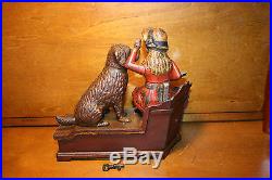Antique Speaking Dog Cast Iron Mechanical Bank Shepard Hardware Original c. 1885