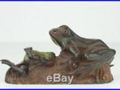 Antique Stephens Two Frogs Cast Iron Mechanical Bank