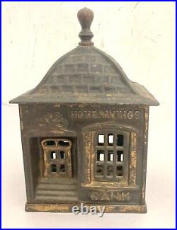Antique Still Bank Cast Iron HOME SAVINGS BANK JE Stevens
